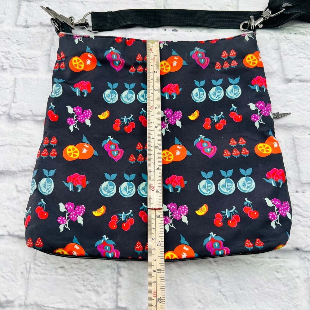 Betsyville  Johnson Crossbody Bag Retro Fruit Print Black Nylon Adjustable Strap - Picture 7 of 9